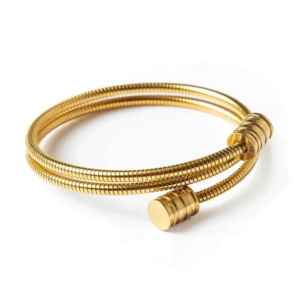Bracelete Tríplice Espiral Banhado em Ouro 18K